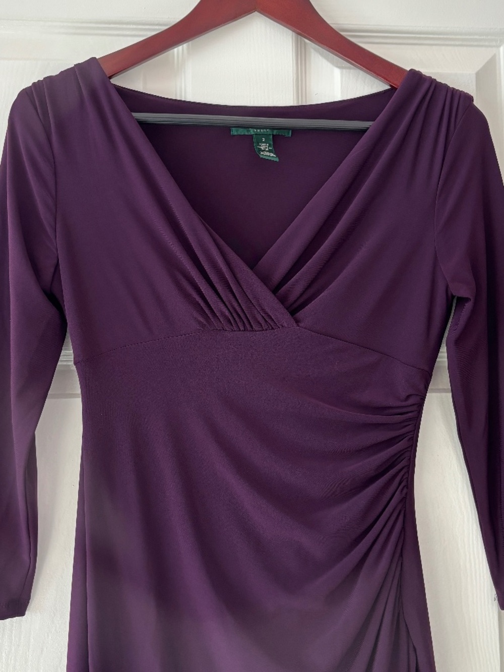 LAUREN RALPH LAUREN Side Ruched Sheath Dress - Purple Size 2 - Picture 5 of 11